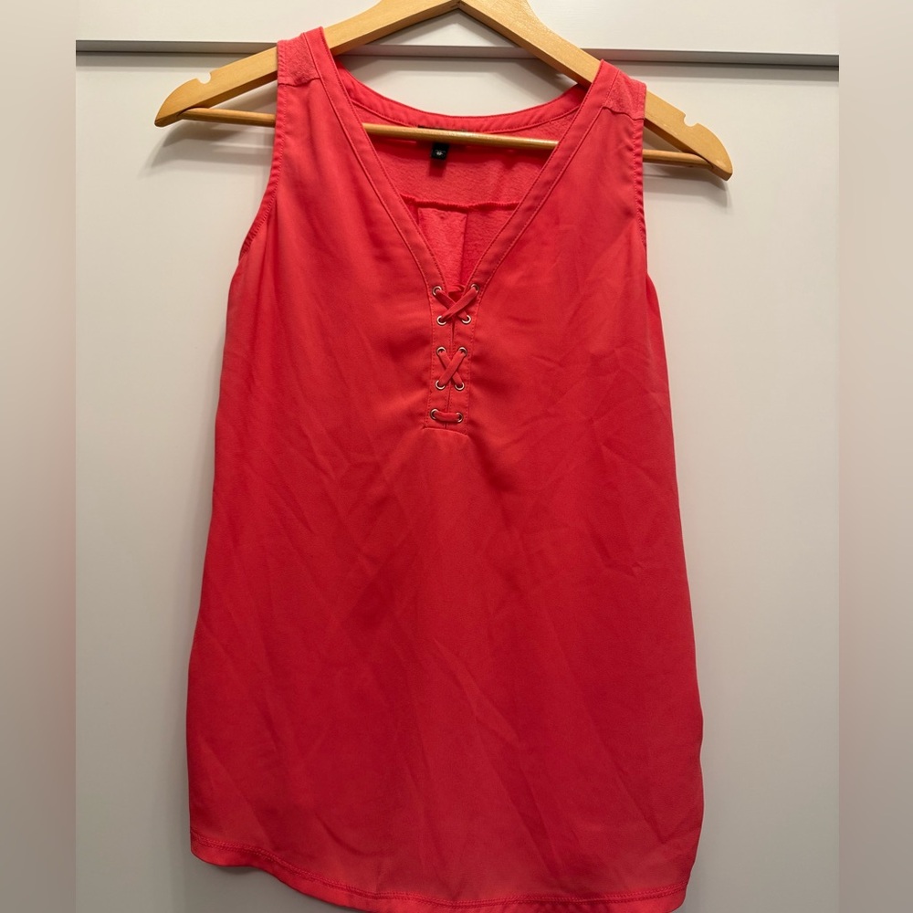 Express Tank Top Bundle, Coral, Teal, Olive Green Lace-Up Tank Tops